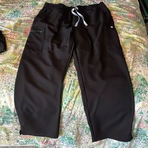 Black XL High Waisted Figs Scrub Pants
